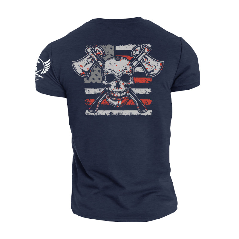 T-Shirts mit Totenkopf-Axt-Spartan-Krieger aus Baumwolle