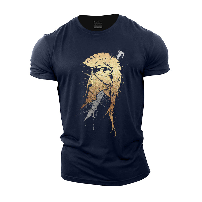 T-shirts en coton pour hommes avec image de casque Spartan Sword