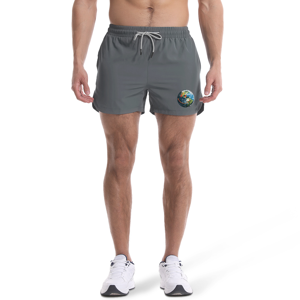 Men's Quick Dry Smiling Earth Graphic Shorts
