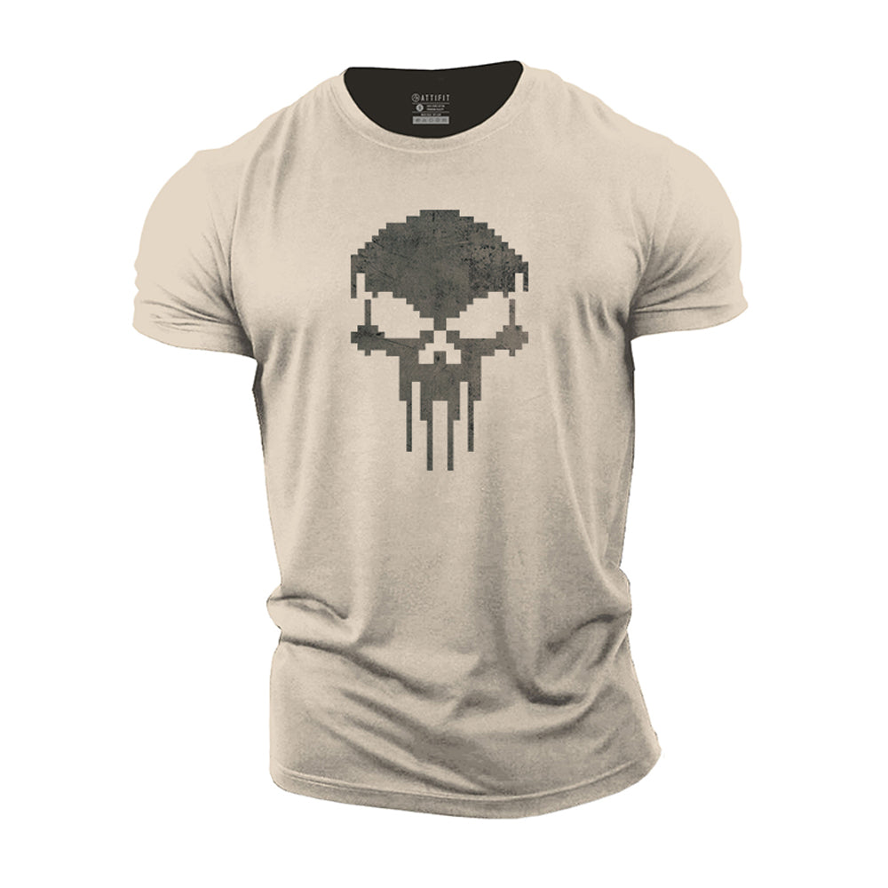 Pixel Skull Cotton T-shirts