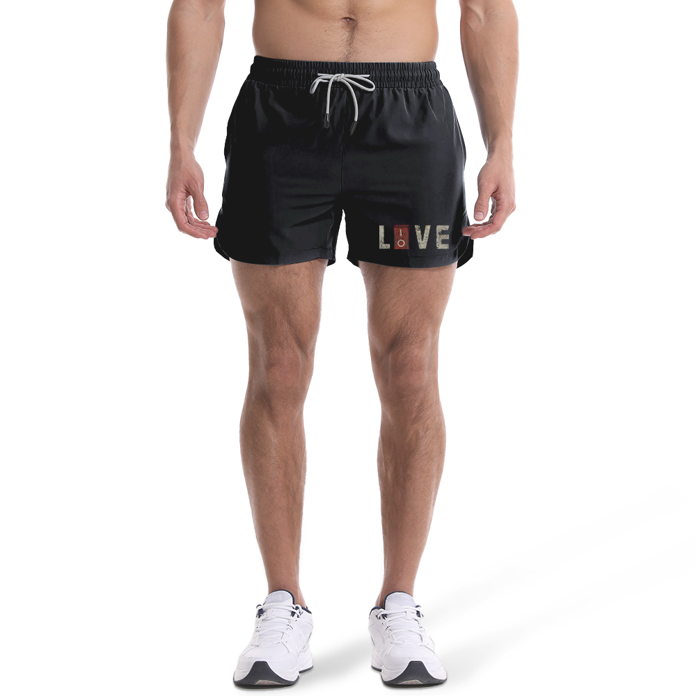 Men's Quick Dry Live And Love Graphic Shorts