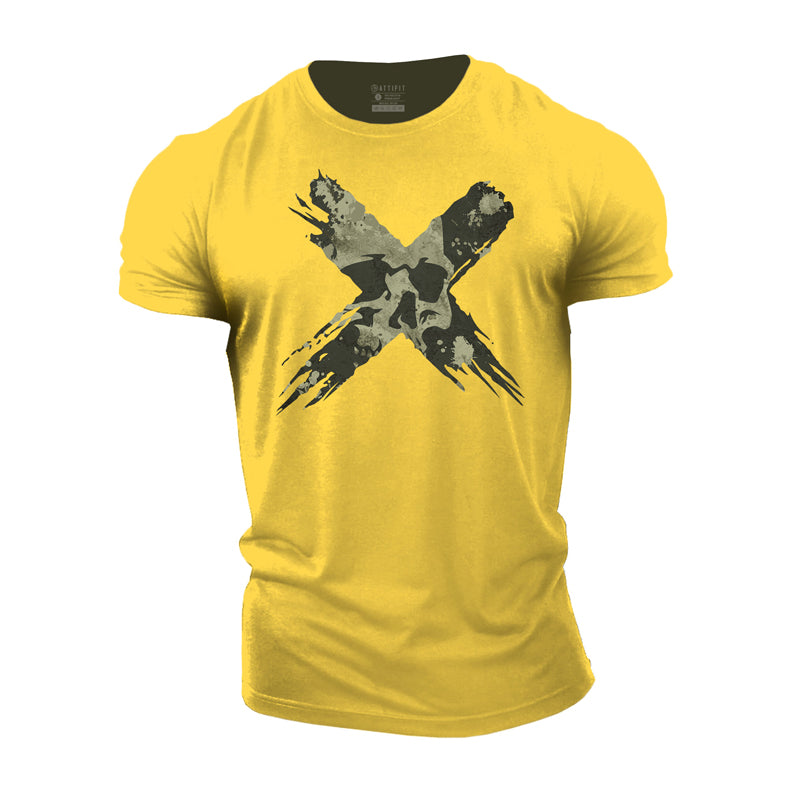 Crossed Skull Graphic Men's Fitness T-shirts