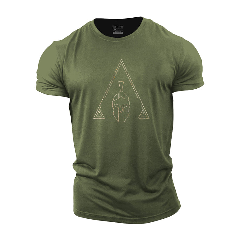 Simple Spartan Helmet Graphic Cotton T-Shirts