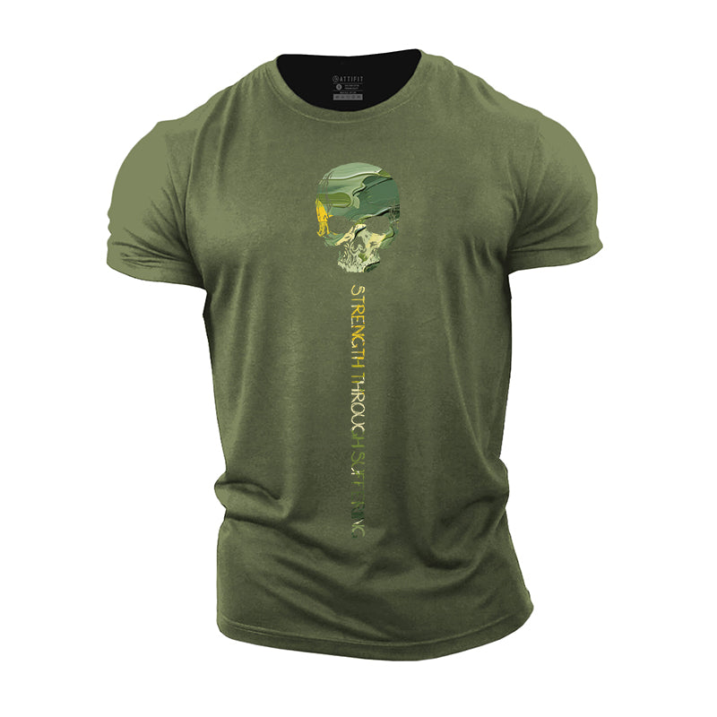T-shirts en coton avec graphisme Skull Strength pour hommes