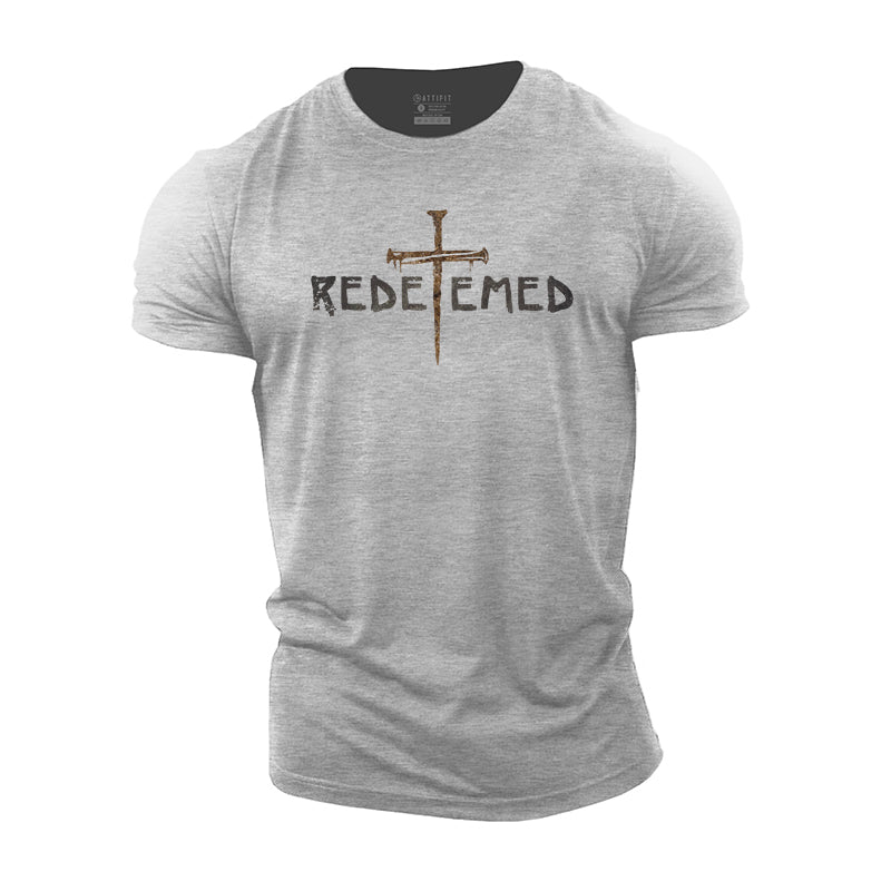 Redeemed Jesus Cross Cotton Men's T-Shirts