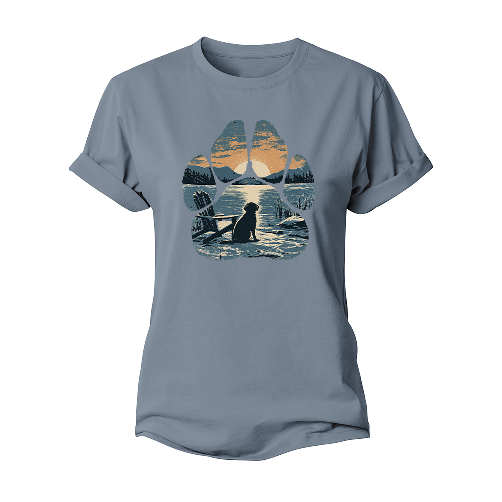 Paw Print Sunset Women's Cotton T-Shirt