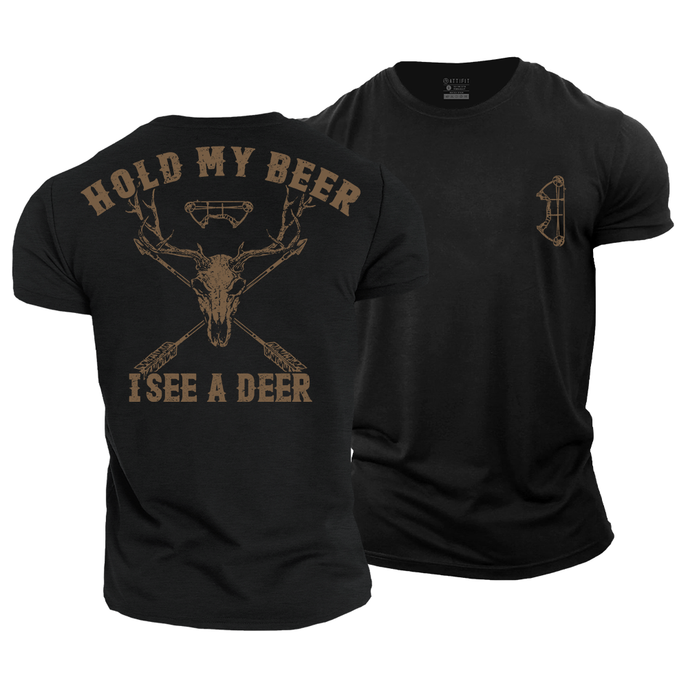 Hold My Beer I See a Deer Cotton T-Shirt