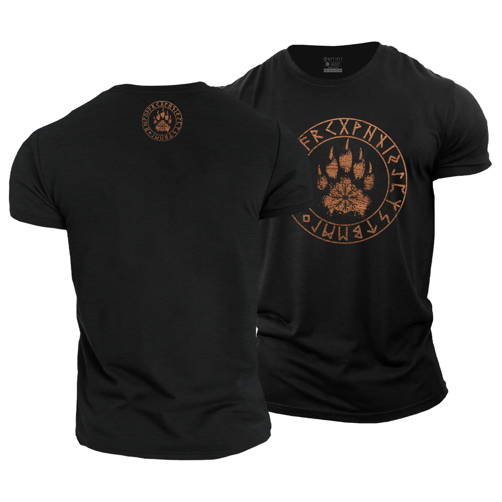 Viking Rune Helm of Awe Bear Claw Cotton T-Shirt