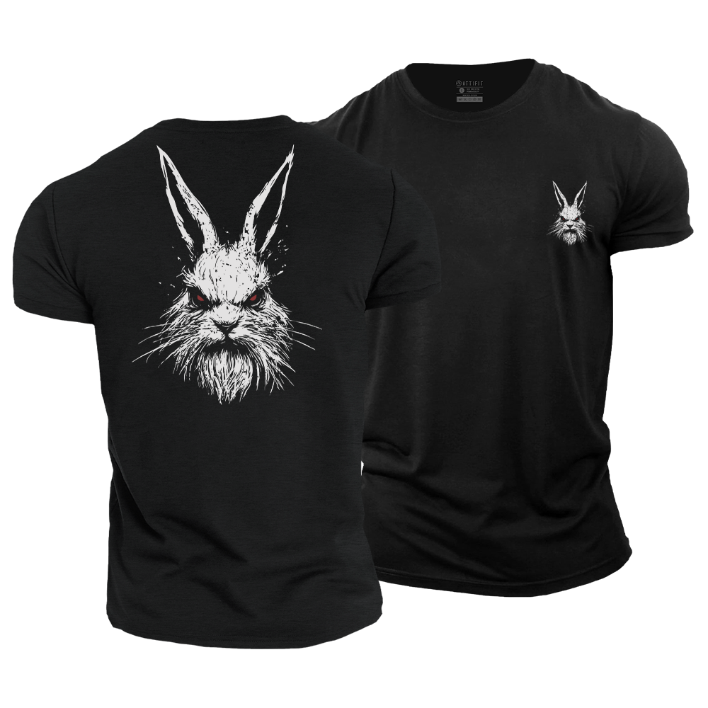 Old Man Rabbit Mr. Old Rabbit | Funny Animal Graphic Men's Cotton T-Shirt