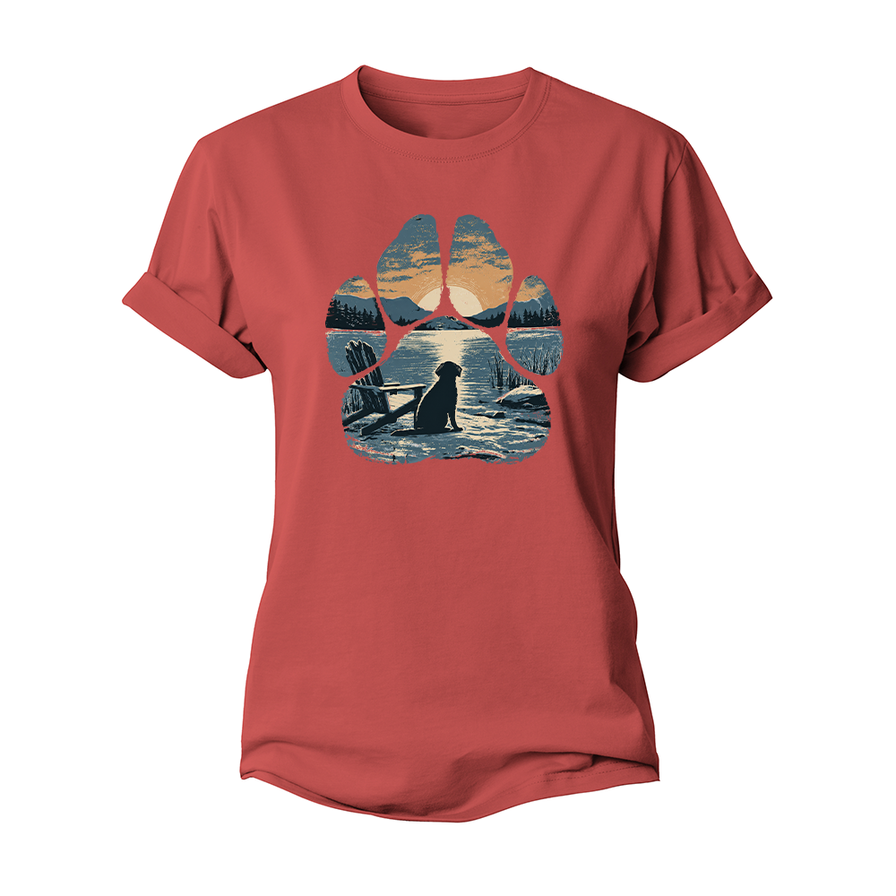 Paw Print Sunset Women's Cotton T-Shirt