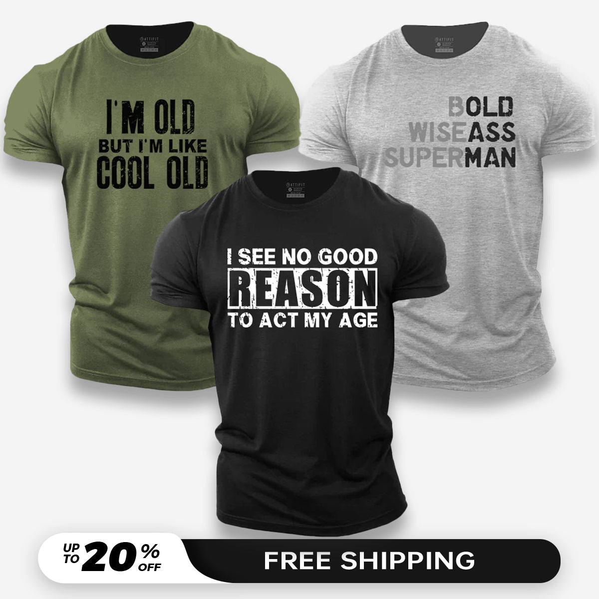 Cool Old 3-Pack - Cotton T-Shirts
