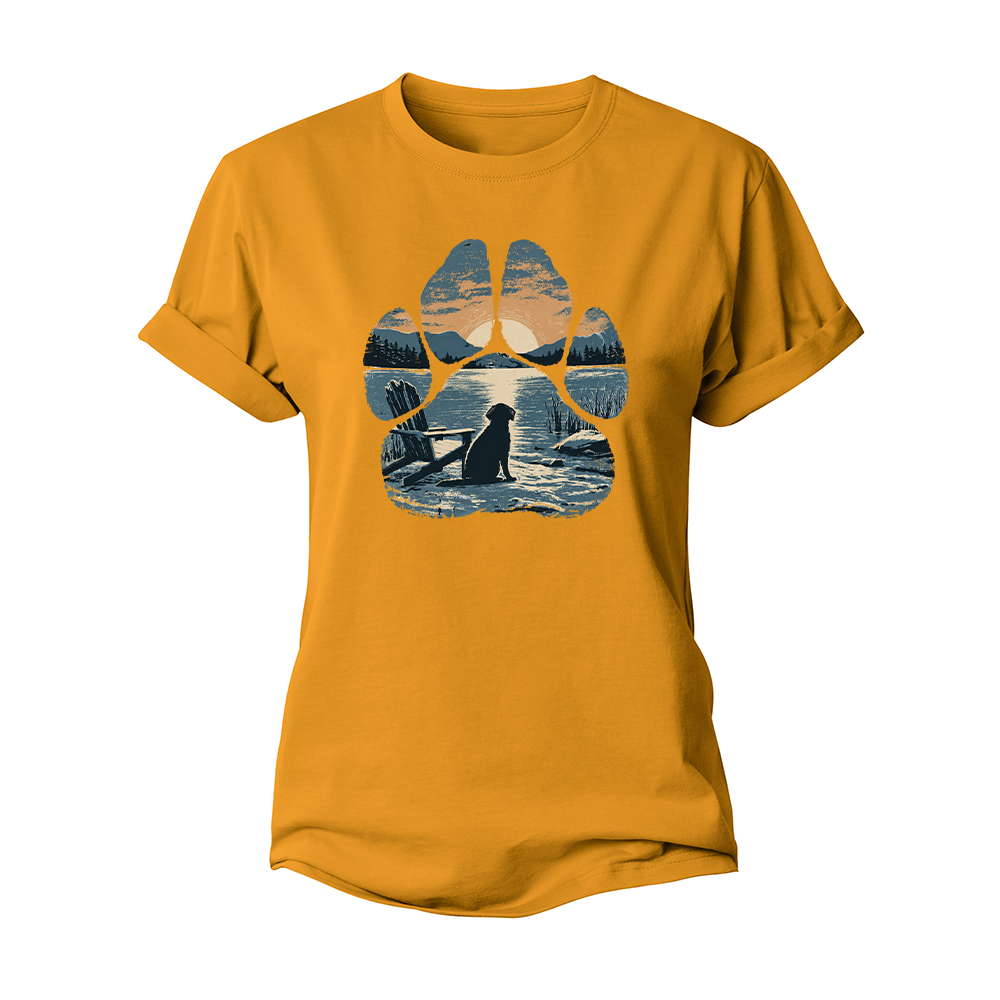 Paw Print Sunset Women's Cotton T-Shirt