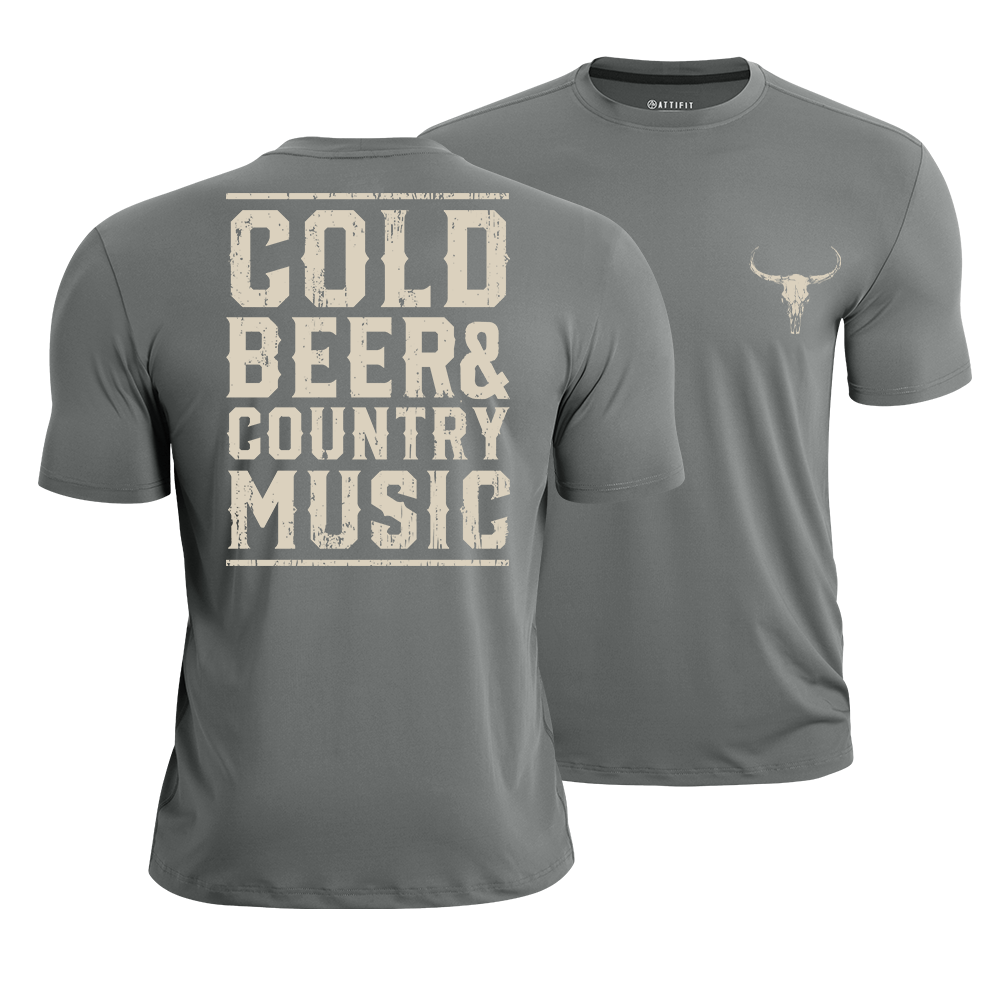 Cold Beer and Country Music Athletic Quick-Dry T-Shirt