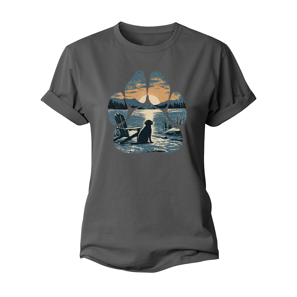 Paw Print Sunset Women's Cotton T-Shirt