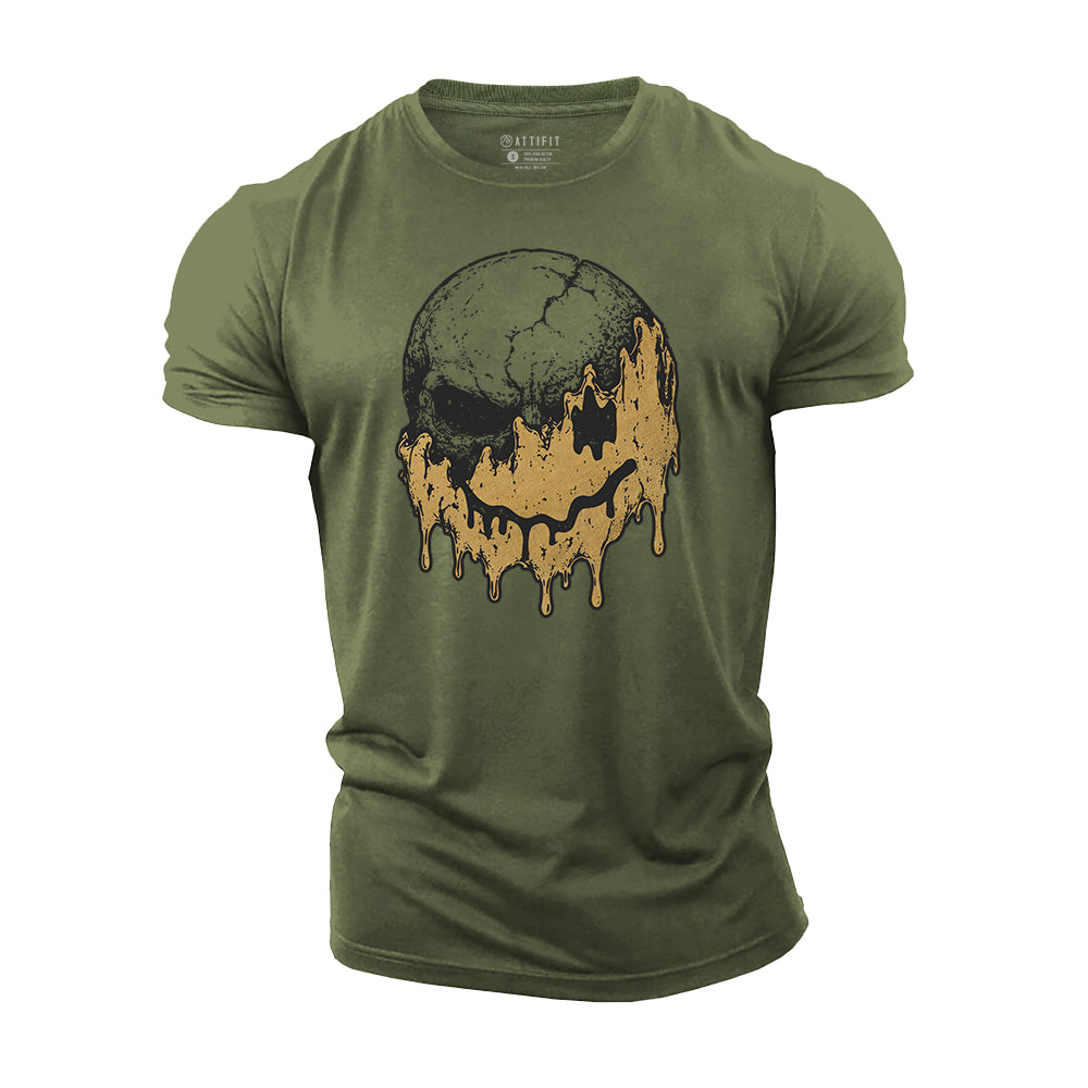 Dripping Happy Skull Cotton T-Shirt