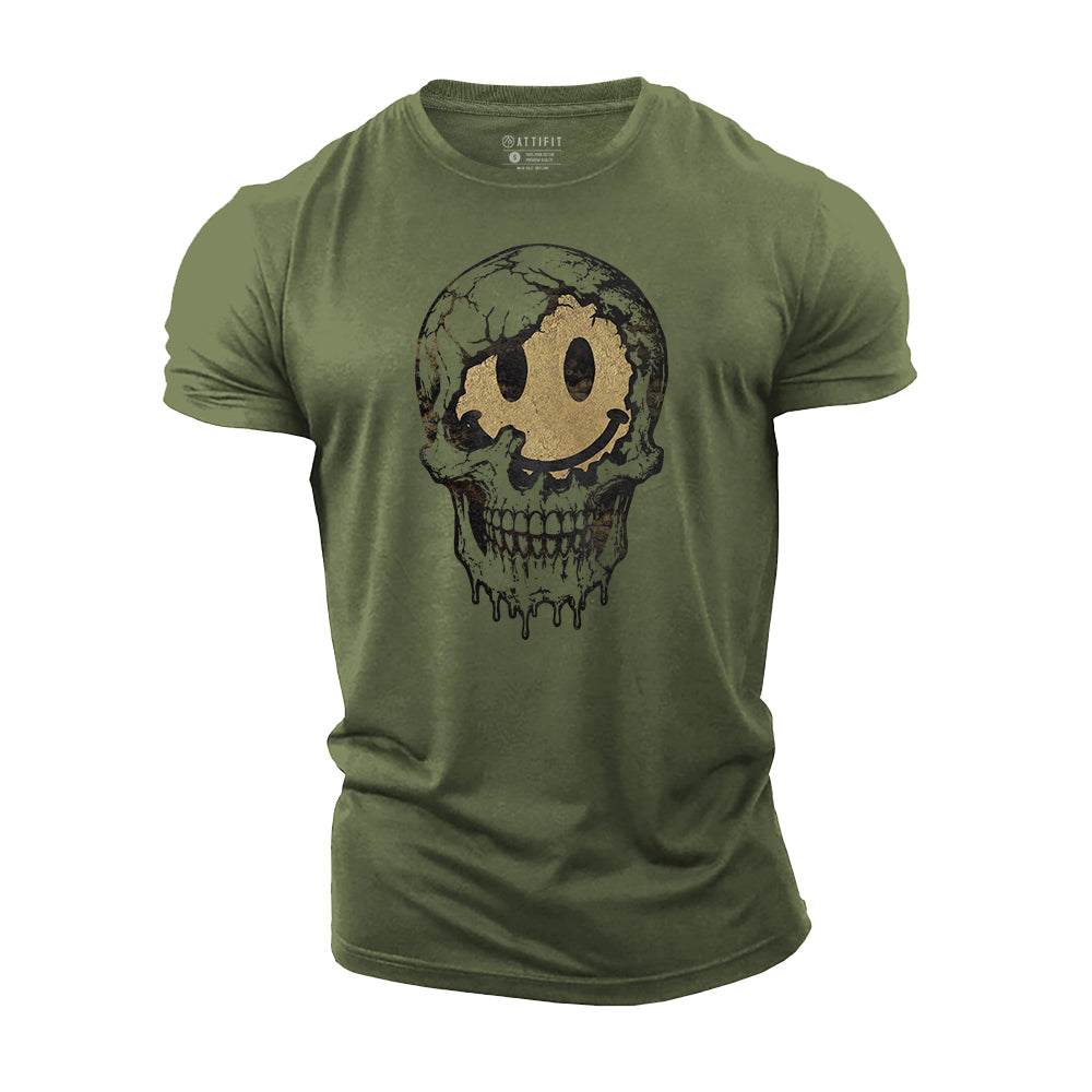 Smiling Skull Face Cotton T-Shirt