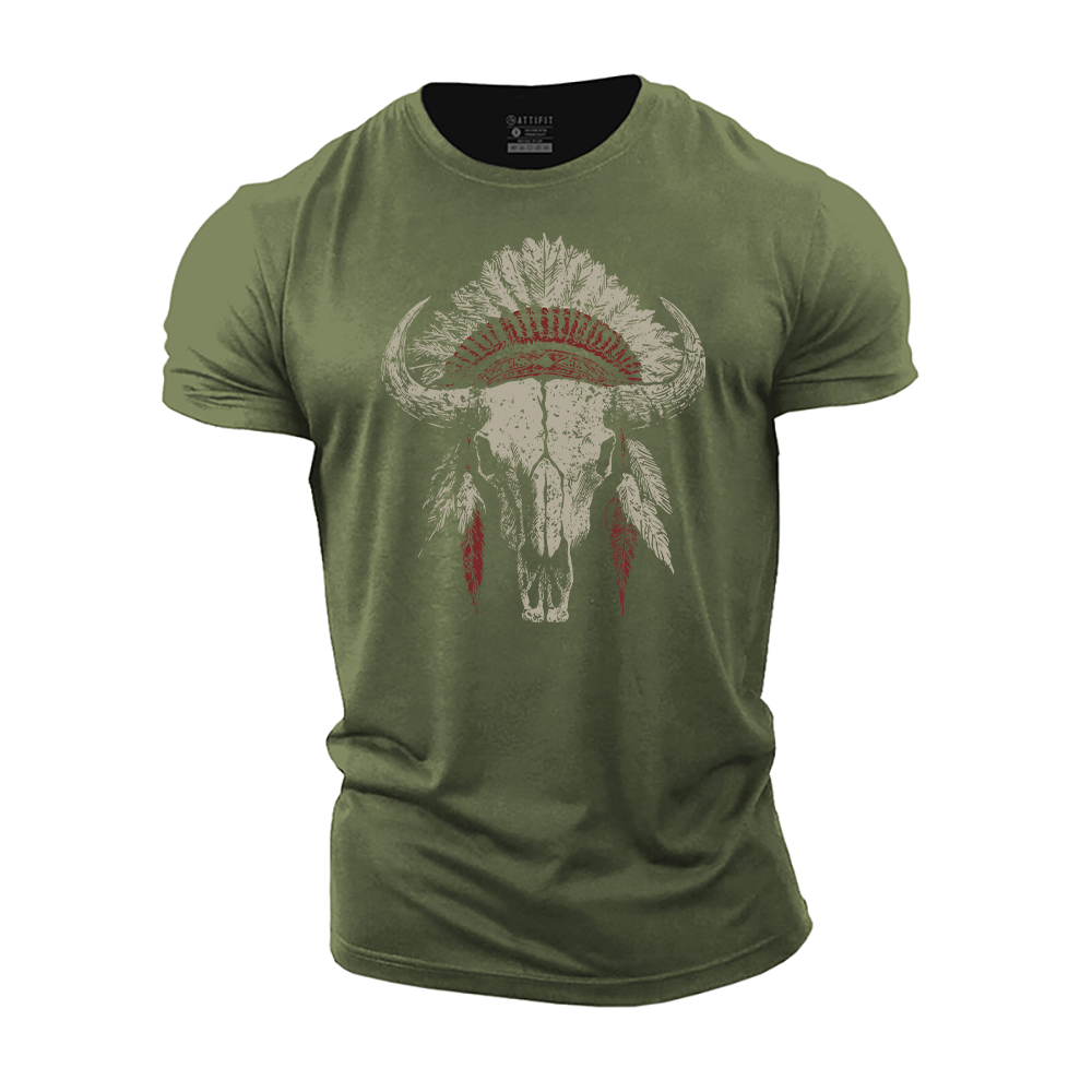 Indian Style Bull Head Cotton T-Shirt