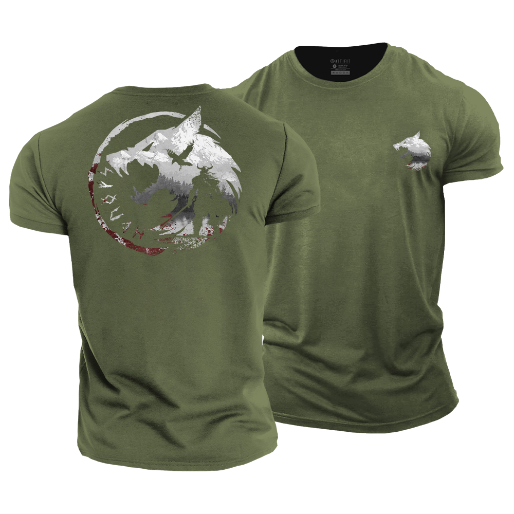 Viking Wolf Warrior Cotton T-Shirt
