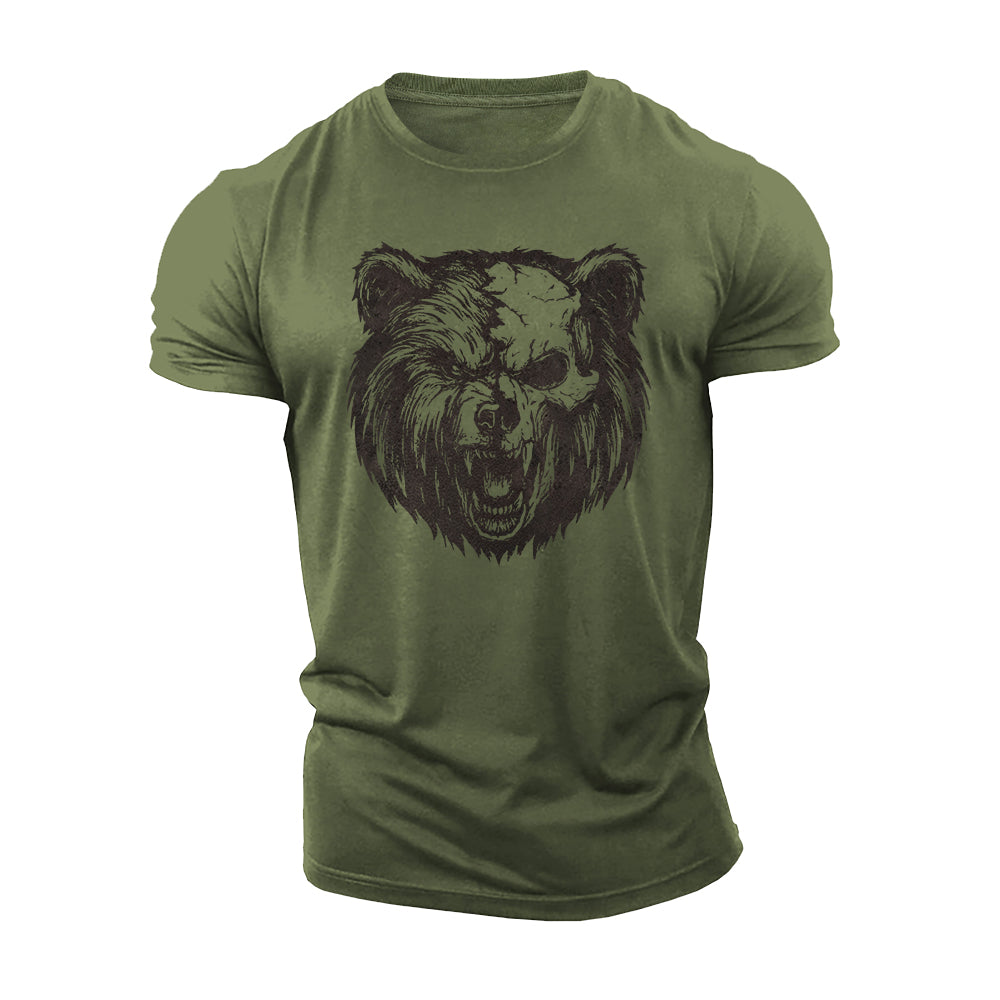 Roaring Bear Skull Cotton T-Shirt