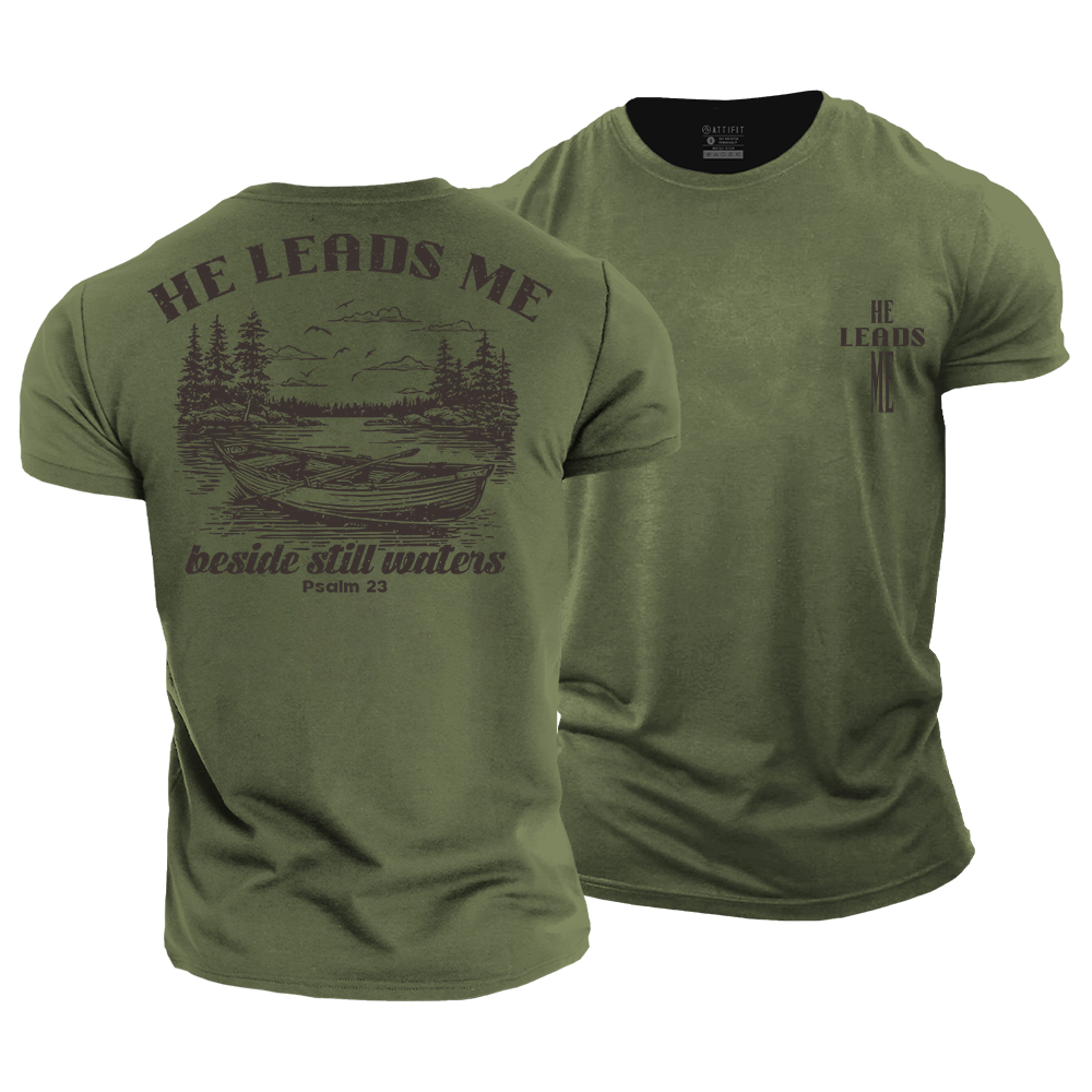 He Leads Me Cotton T-Shirt