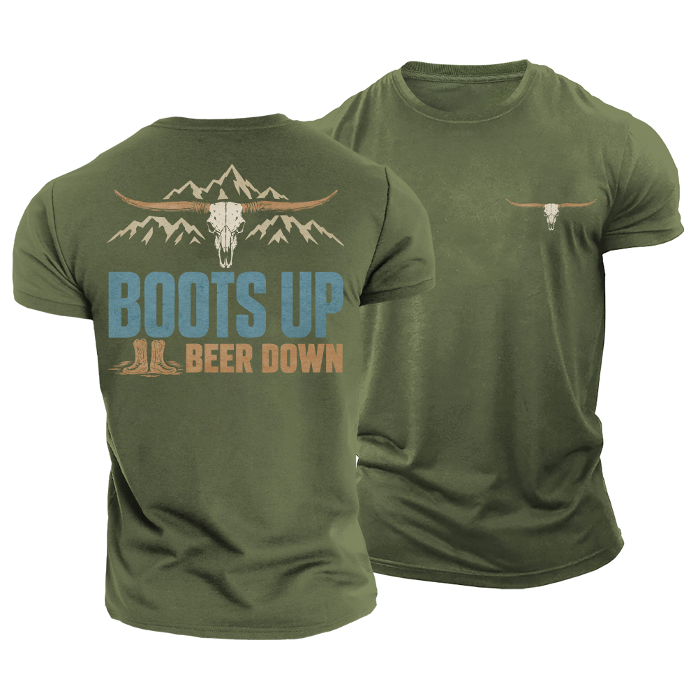 Boots up Beer Down Cotton T-Shirt