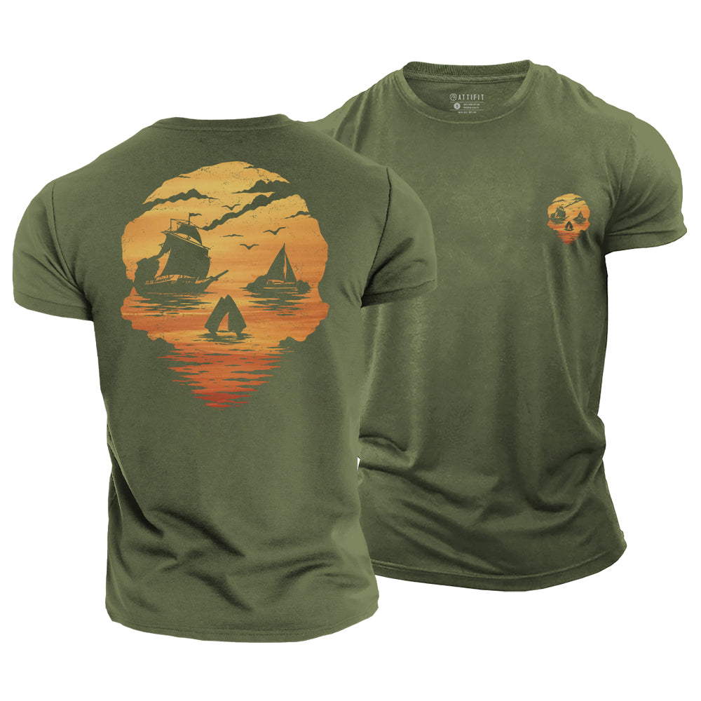 Sea Born Spirit Skull Cotton T-Shirt