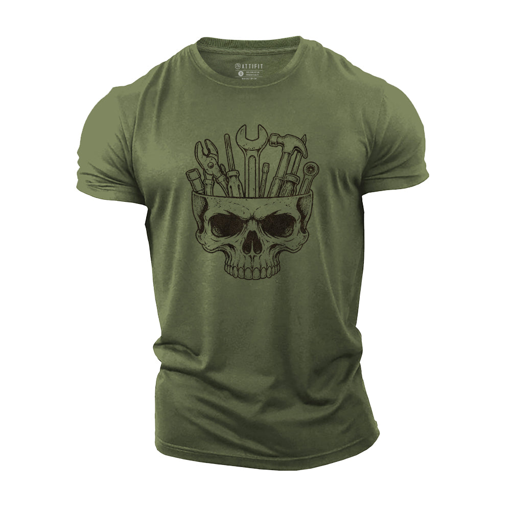 Skull Full of Tools Cotton T-Shirt