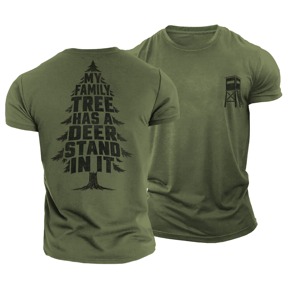 Family Tree Deer Stand Cotton T-Shirt