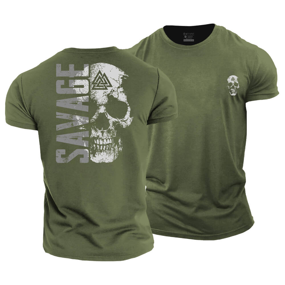 Savage Skull Cotton T-Shirt