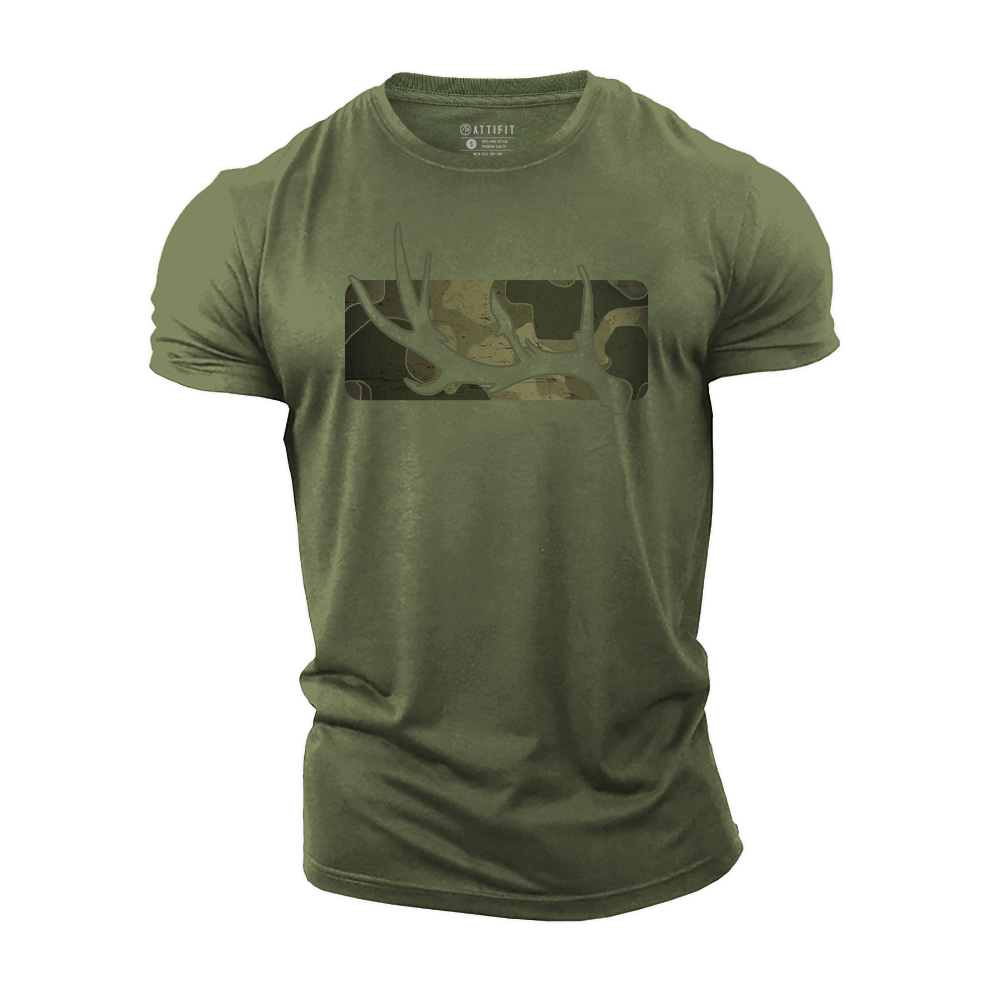 Camo Antlers Cotton T-Shirt