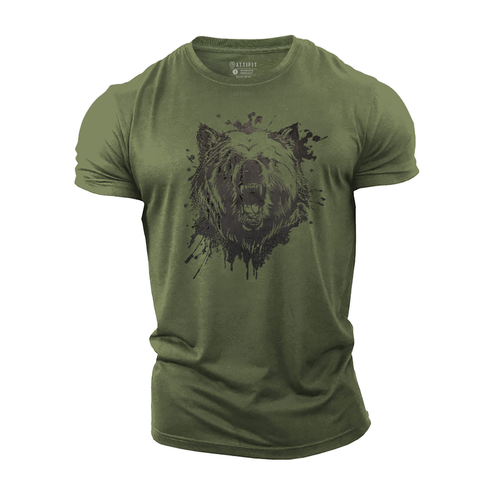 Bear Painted Fury Cotton T-Shirt