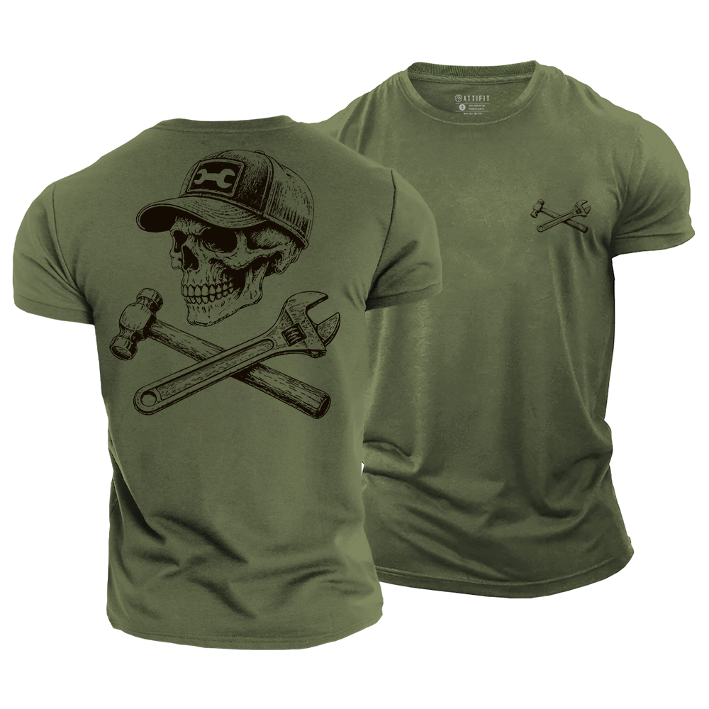 Mechanic Skull Legacy Cotton T-Shirt
