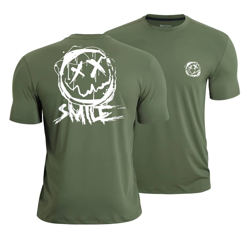 Smiley Graphic Athletic Quick-Dry T-Shirt