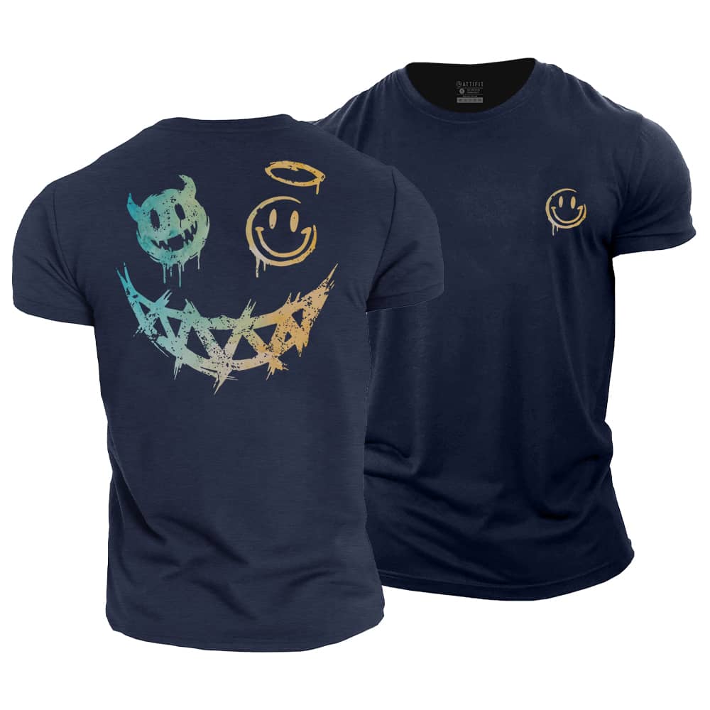 Angel Devil Smiley Cotton T-Shirt