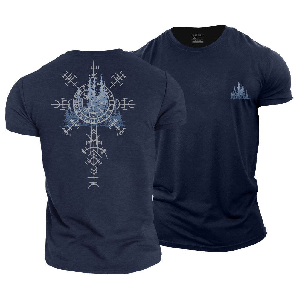 Viking Landscape Compass Cotton T-Shirt