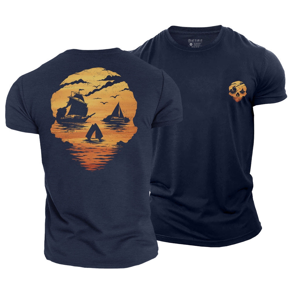Sea Born Spirit Skull Cotton T-Shirt