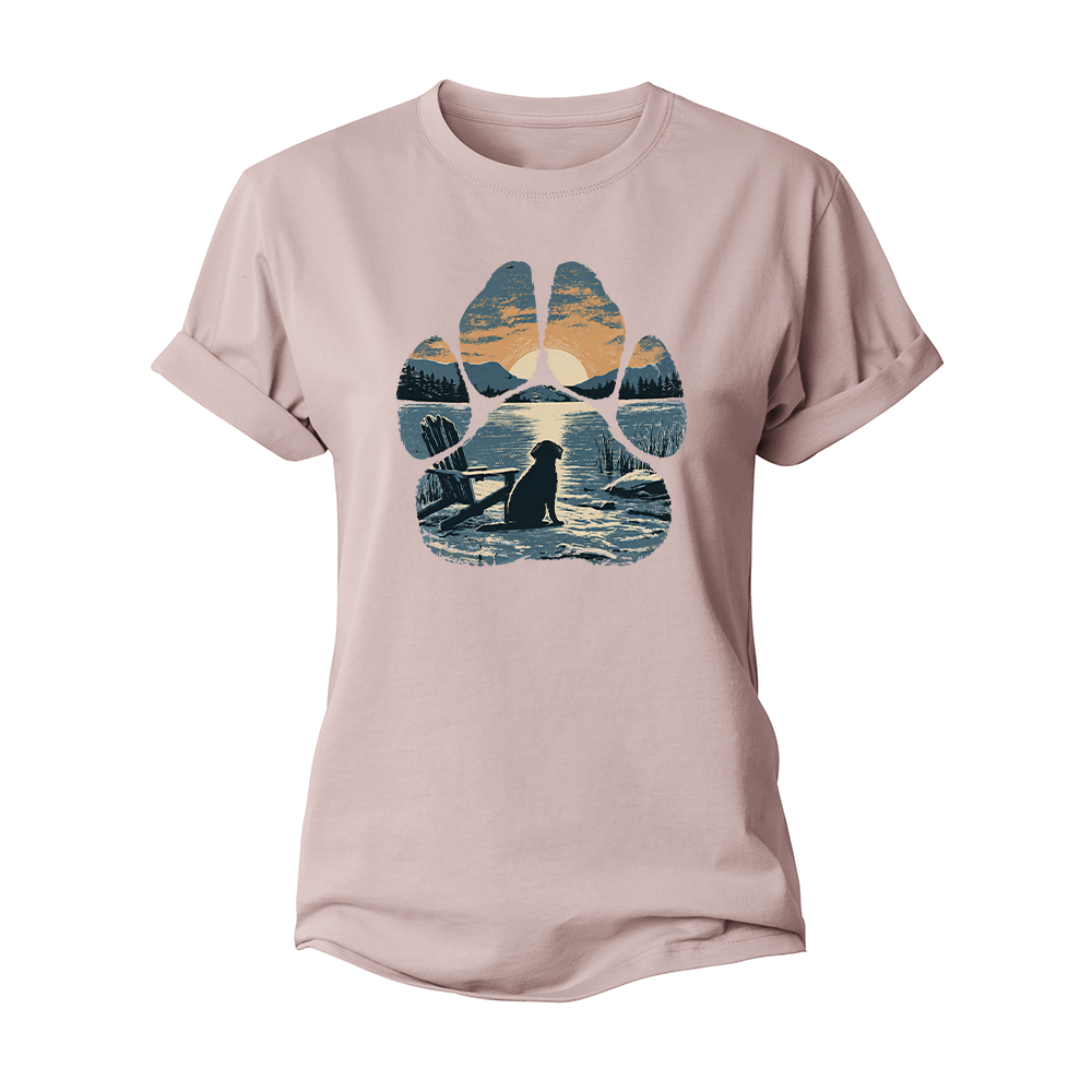 Paw Print Sunset Women's Cotton T-Shirt