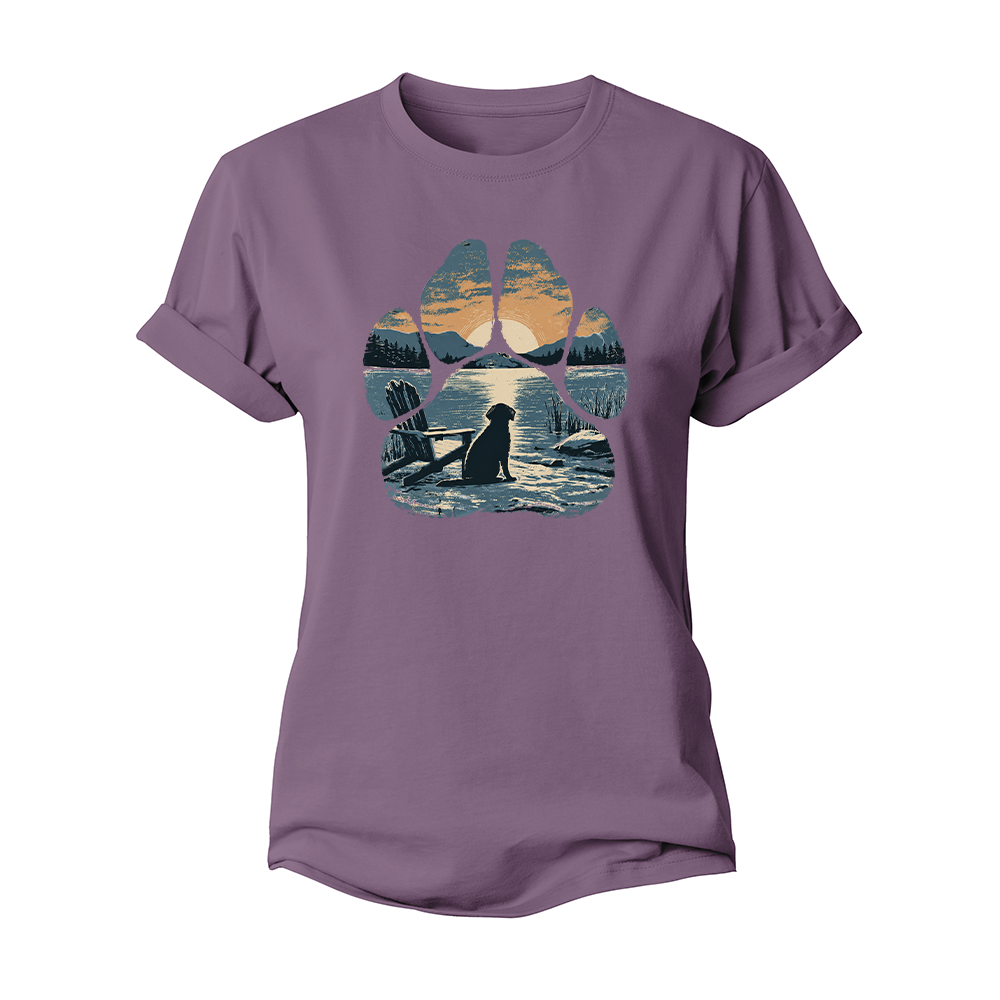 Paw Print Sunset Women's Cotton T-Shirt
