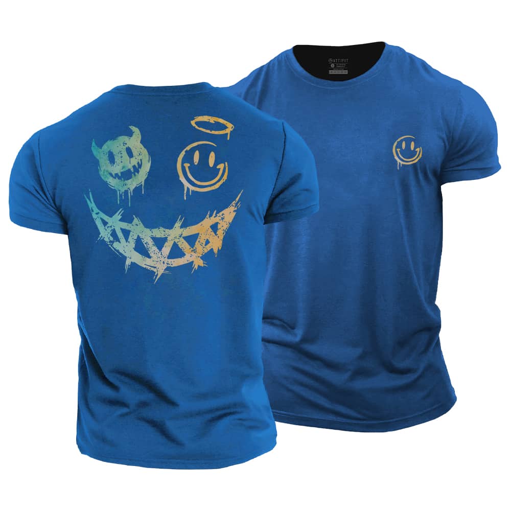 Angel Devil Smiley Cotton T-Shirt
