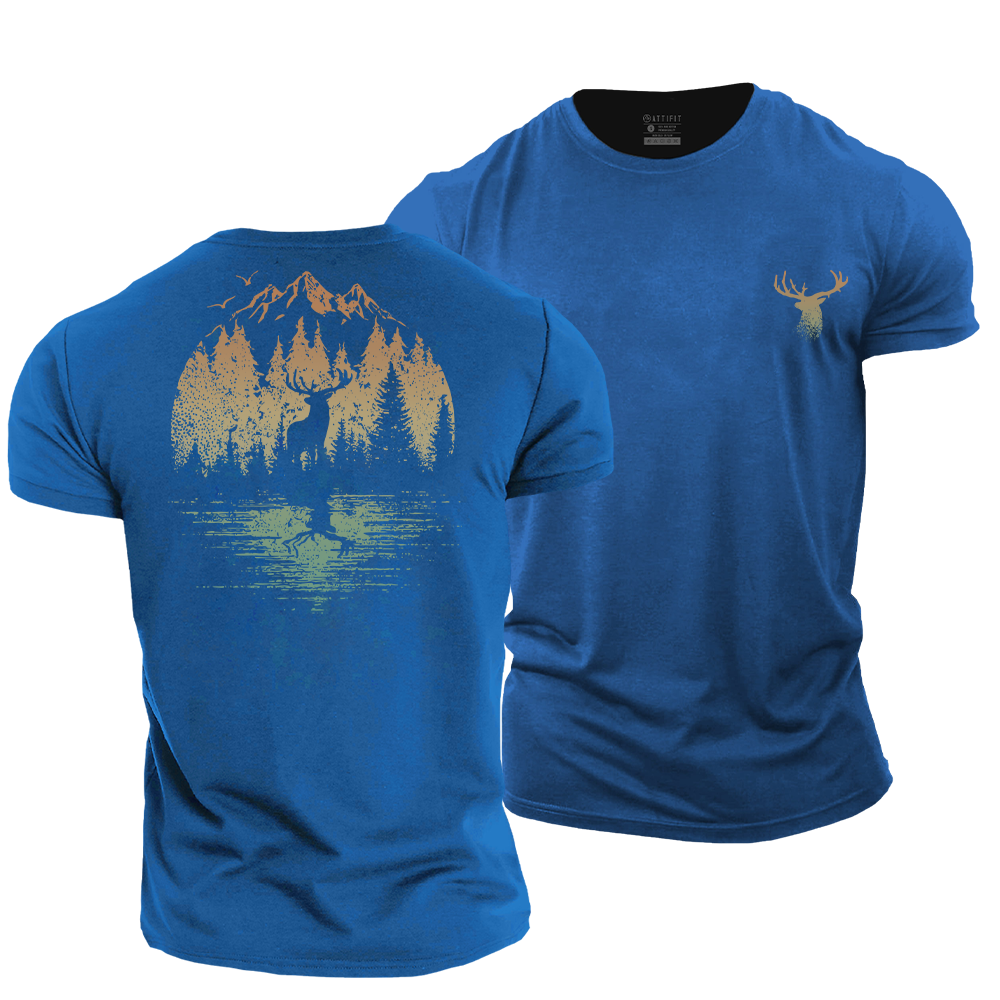 Elk in Forest Cotton T-Shirt