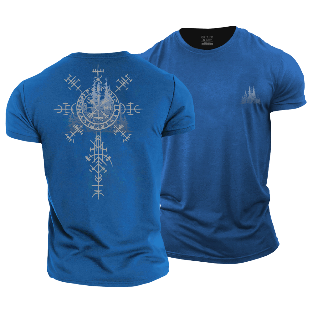Viking Landscape Compass Cotton T-Shirt
