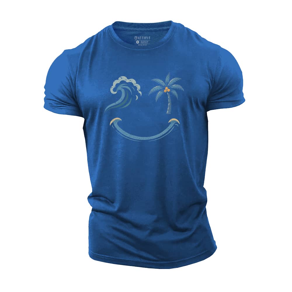 Wave Palm Smiley Cotton T-Shirt