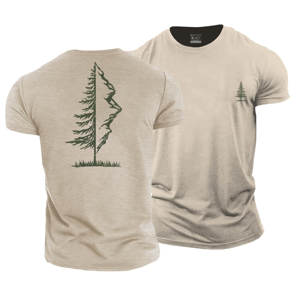 Tree And Mountain Cotton T-Shirt