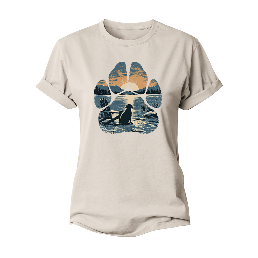 Paw Print Sunset Women's Cotton T-Shirt