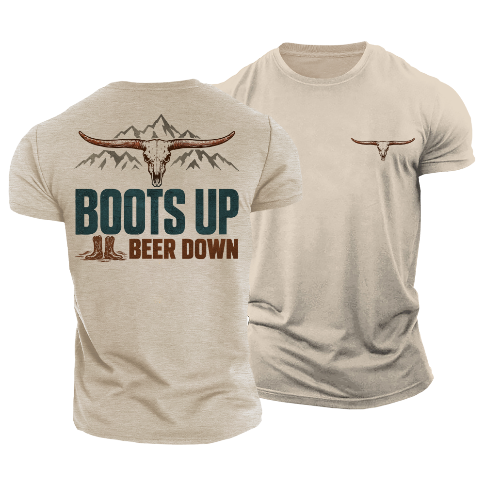 Boots up Beer Down Cotton T-Shirt