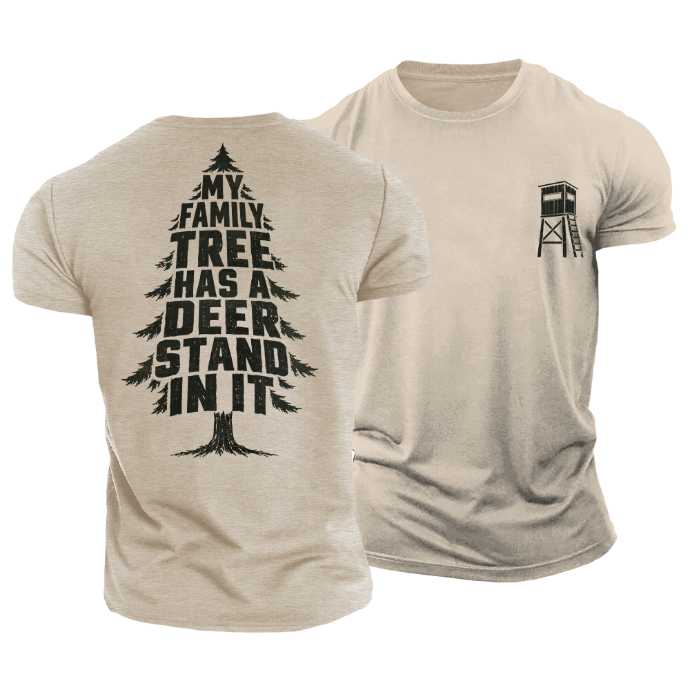 Family Tree Deer Stand Cotton T-Shirt