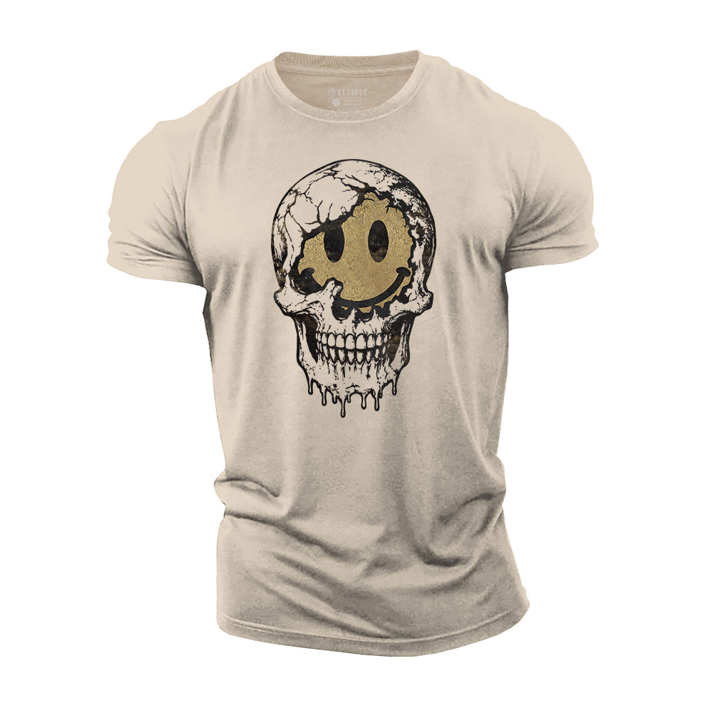 Smiling Skull Face Cotton T-Shirt