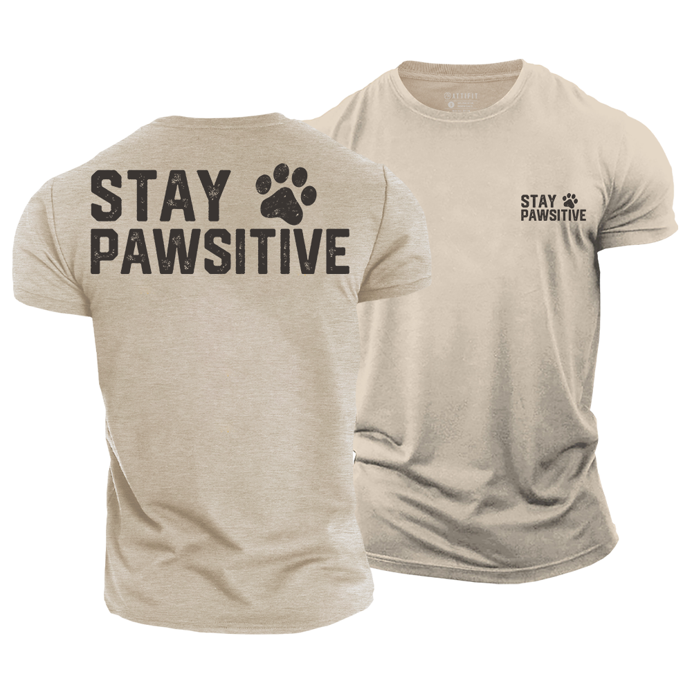 Stay Pawsitive Cotton T-Shirt