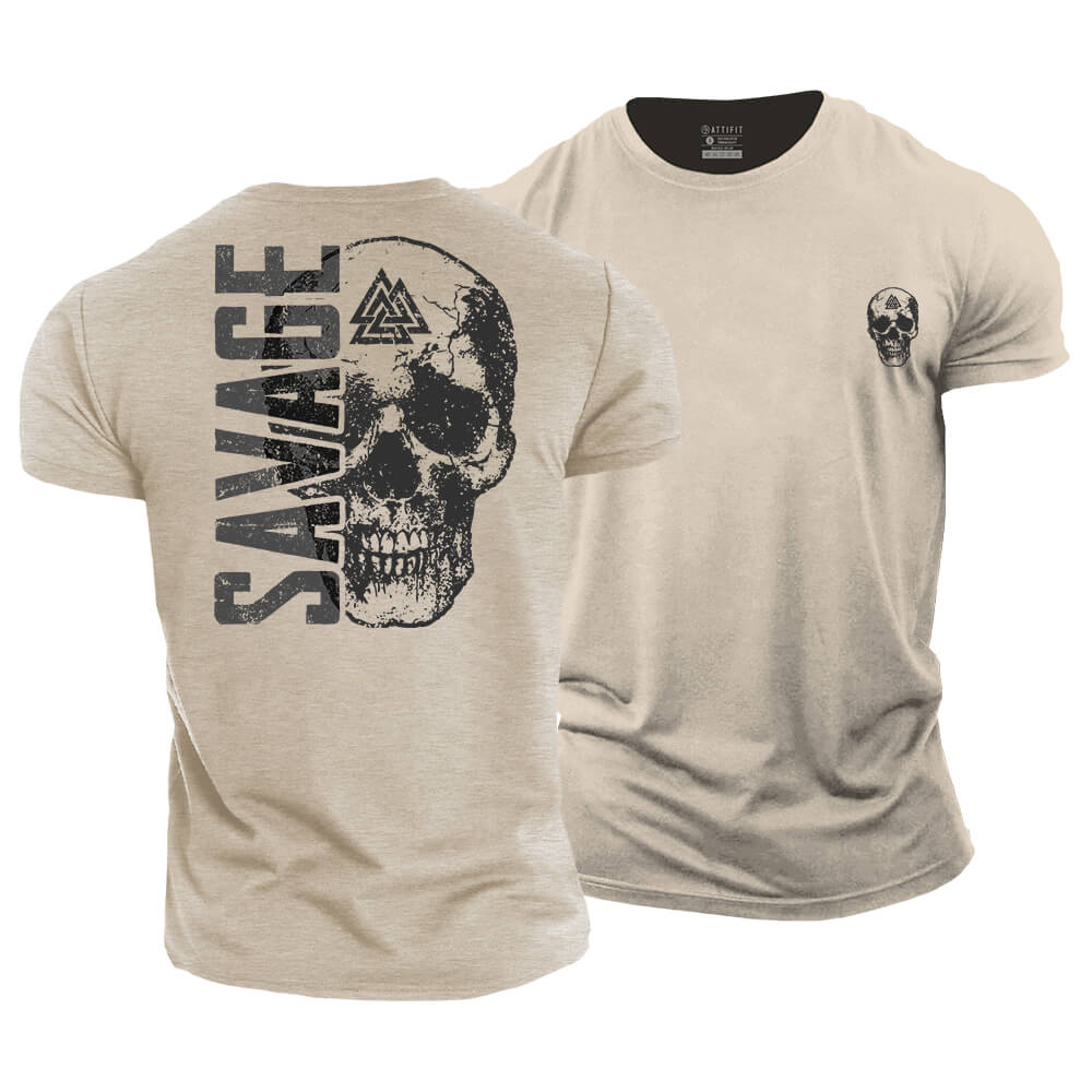 Savage Skull Cotton T-Shirt