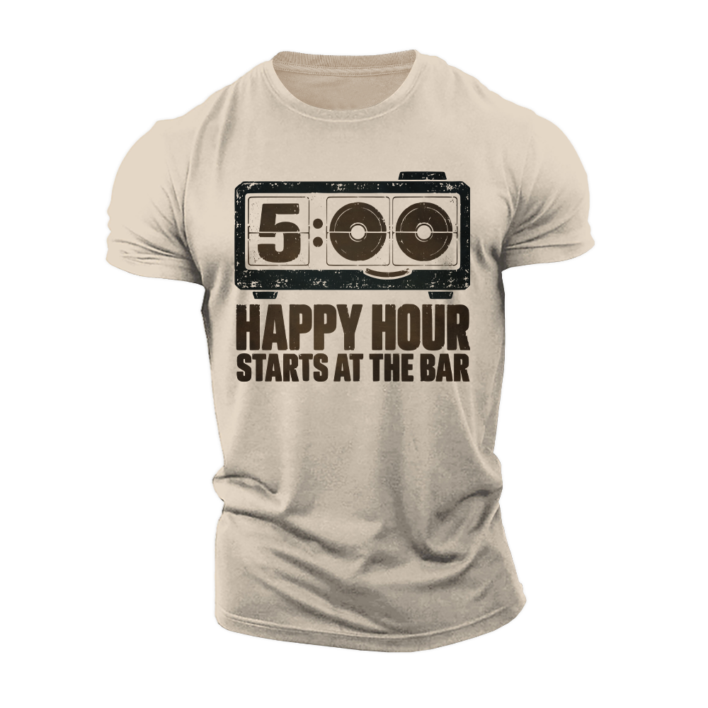 Happy Hour Starts Here Cotton T-Shirt